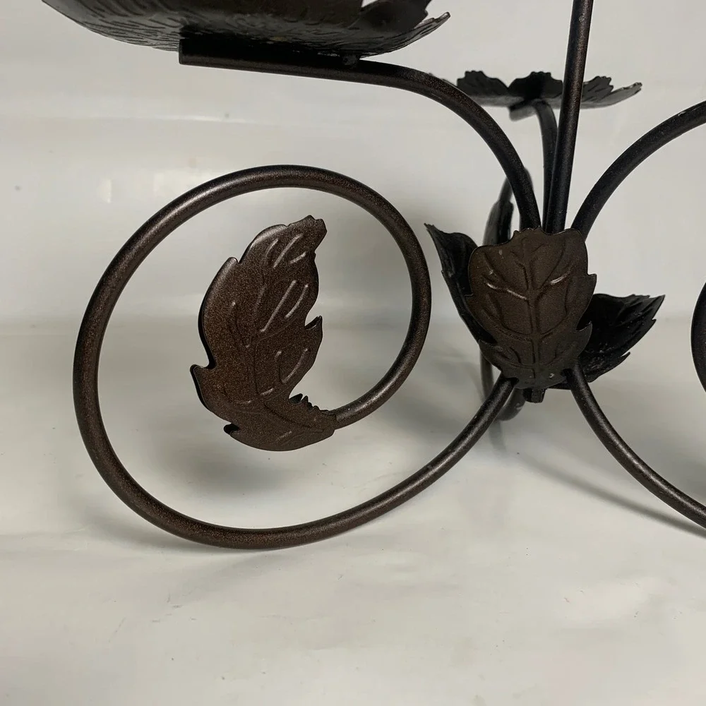 PartyLite Leaf Viking Candle Holder Rustic Bronze Leaf Scroll 4-Tier Metal